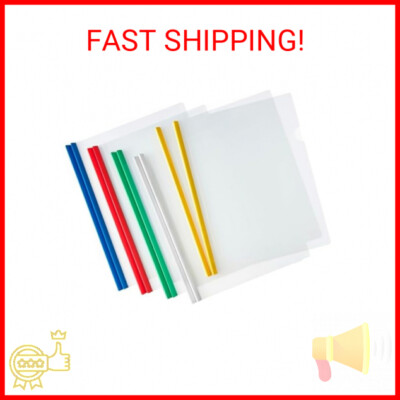 JOERSH 10Pcs Clear Report Covers with Sliding Bar, 40 Sheet Capacity Plastic Bin