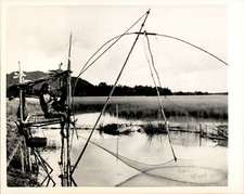 GA115 1954 Original Photo RICE-PADDY FISHERMAN Kedah Malaya Bamboo Poles View