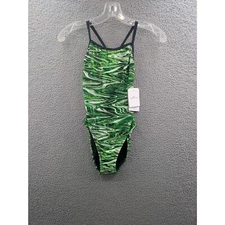 NWT Dolfin Reliance Women's sz 30 Jet Stream Green V-Back One Piece Swimsuit