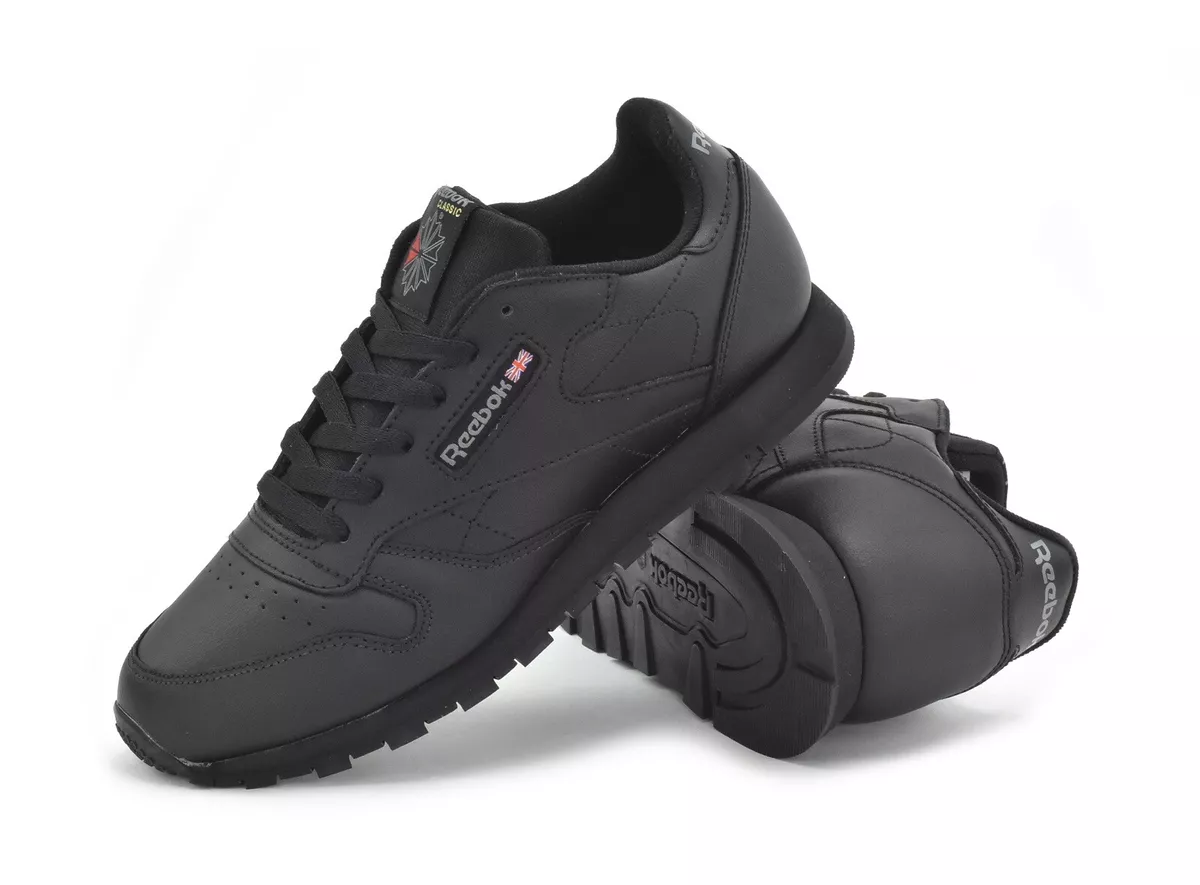 Reebok Classic Leather Junior Womens Older Kids Trainers Black Sneakers eBay