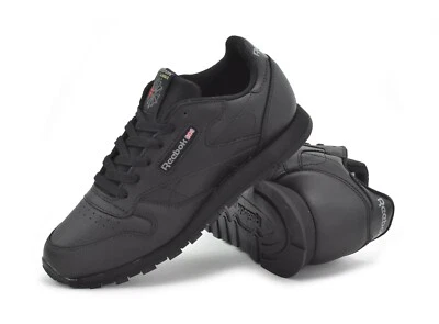 Reebok Classic Leather Junior Trainers Older Kids All Black Sneakers Lace-Up - Image 1 of 4