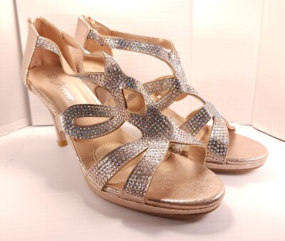 Forever Silver Heels Shoes with Rhinestone Accents 7.5 NEW