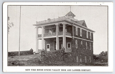 [32J4] Postcard, Unused, New Fire House Spring Valley Hook and Ladder Company