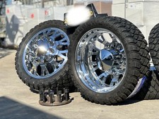 6 New 24new Dually Wheels Custom Cut Alcoa Style 10 Lug Rims Wit Caps Adapters