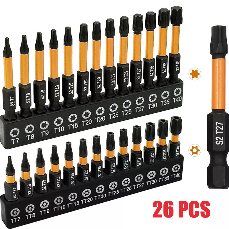 26-Piece T7 to T40 Impact Torx Bit Set for Security and Tamper-Proof Screws  