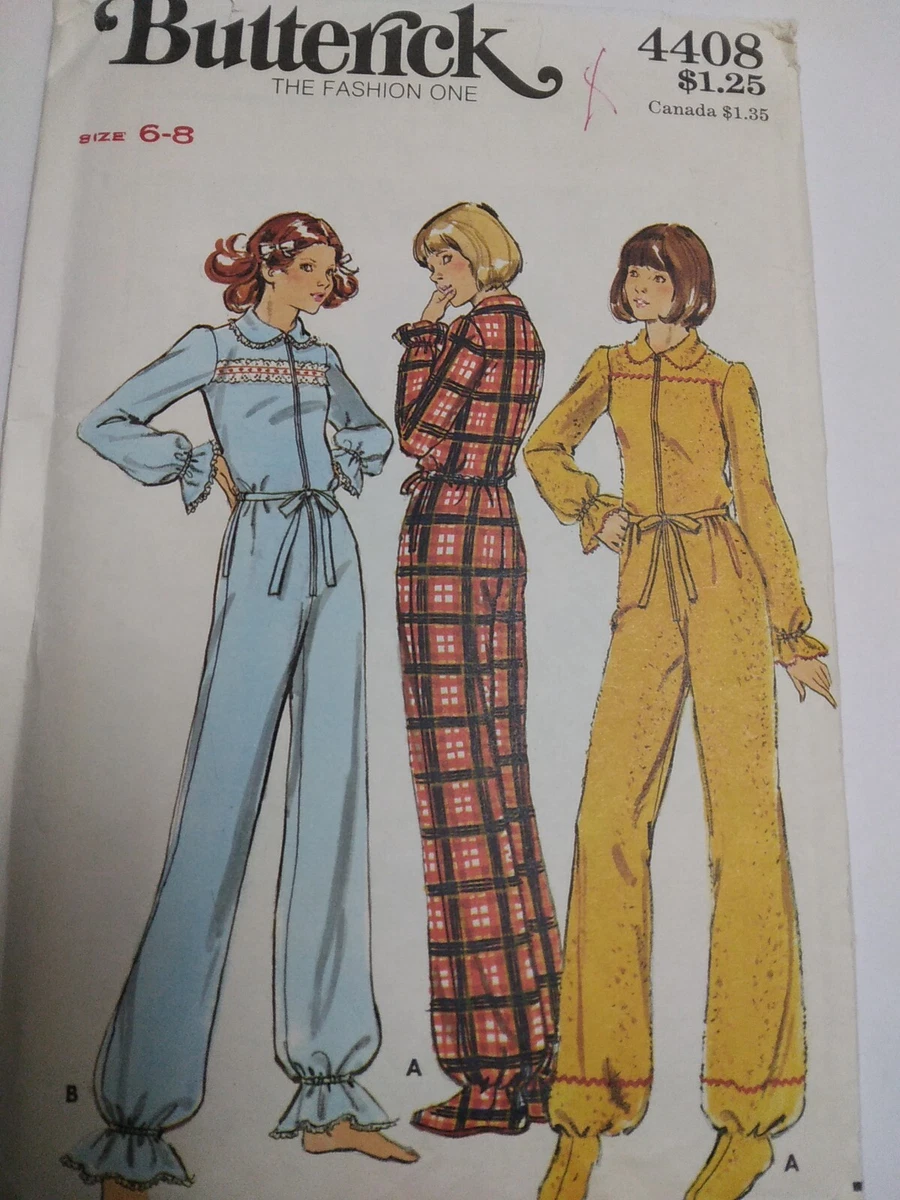 Footed Fuzzy Pajamas One Piece 6 8 Butterick 4408 Sewing Pattern UC VTG Lounge