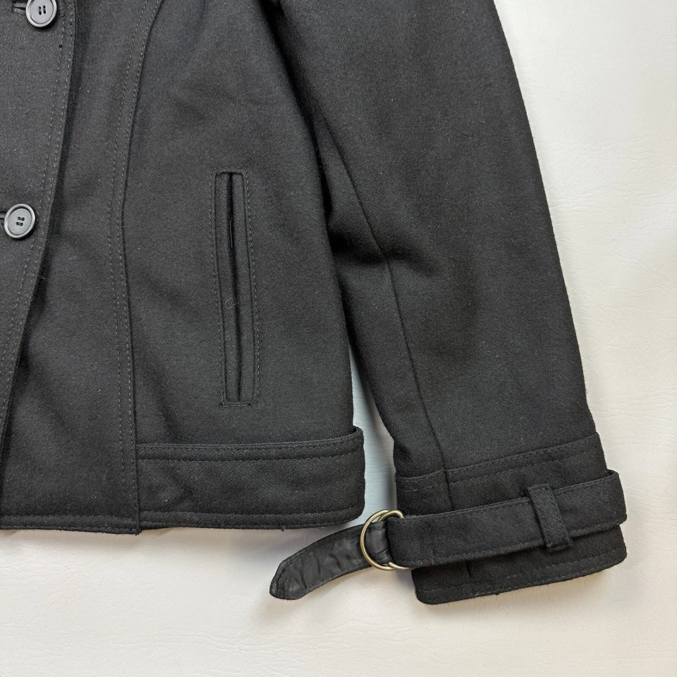 Chaqueta De Colección Walt Disney World Para Mujer Mediana Negra Mezcla Lana Chaquetón 71 Logo Foto 4 de 4