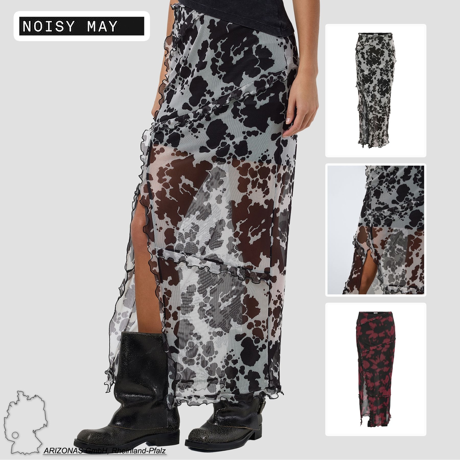 Falda larga estampada con abertura para mujer NOISY MAY