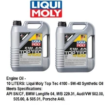 LIQUI MOLY Engine Oil 5W40, BMW LL04, M/B 229.31, Audi/VW 502.00, 505.00, 505.01