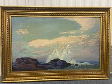Carl W. Rawson (1884-1970 ) Seascape Seashore Oil/Canvas Signed LR & Dated ‘35