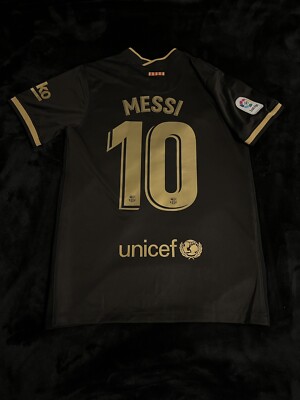 Messi #10 FC Barcelona 2020 Medium Away Trikot Schwarz Gold 20/21