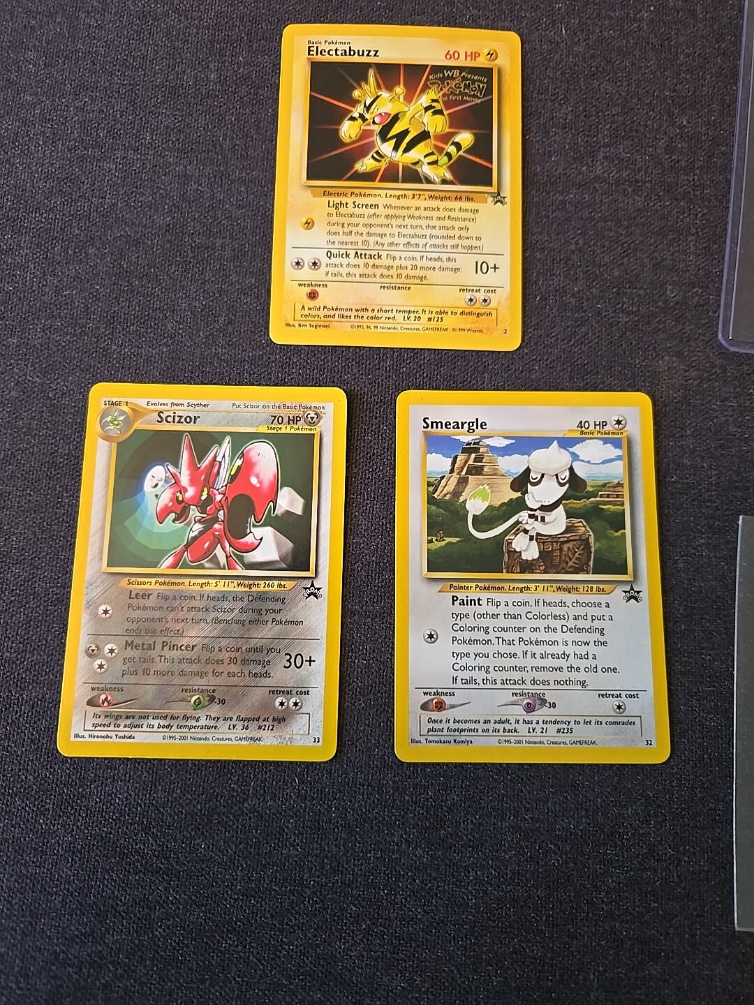 Electrabuzz #2 Scizor #33 Smeargle # 32- Wizards Black Star Promo Pokemon Cards