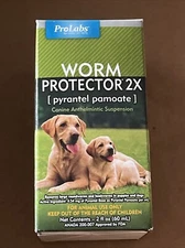 ProLabs Worm Protector 2X for Dogs, Canine Dewormer, 2 fl oz Bottle, EXP 1/26