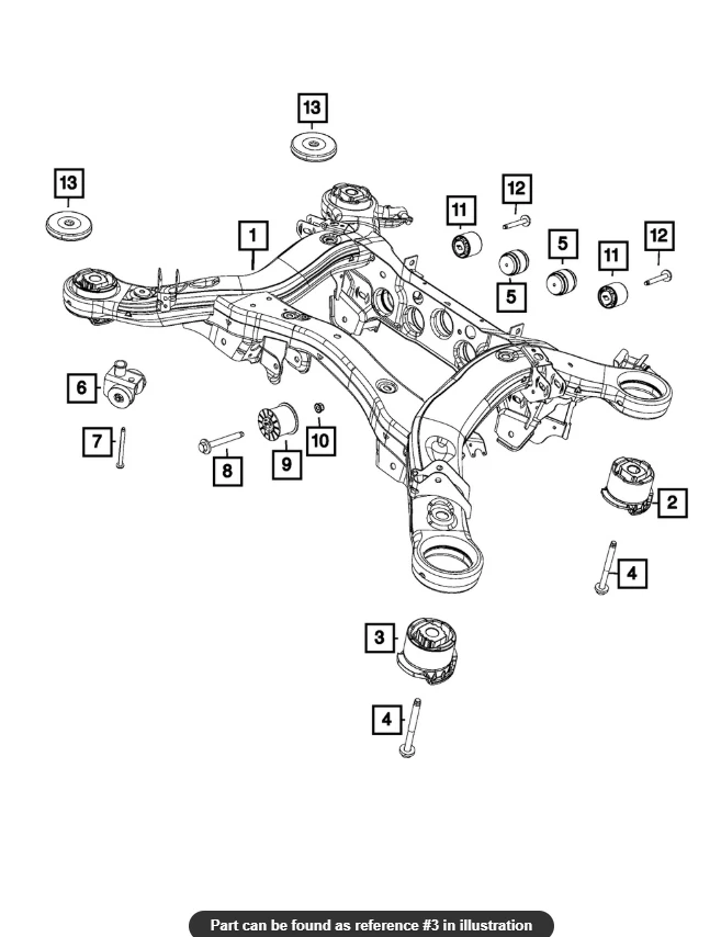 11-25 Dodge Durango Grand Cherokee Suspensión Trasera Crossmember Aislador Nuevo Fabricante Original Foto 3 de 3