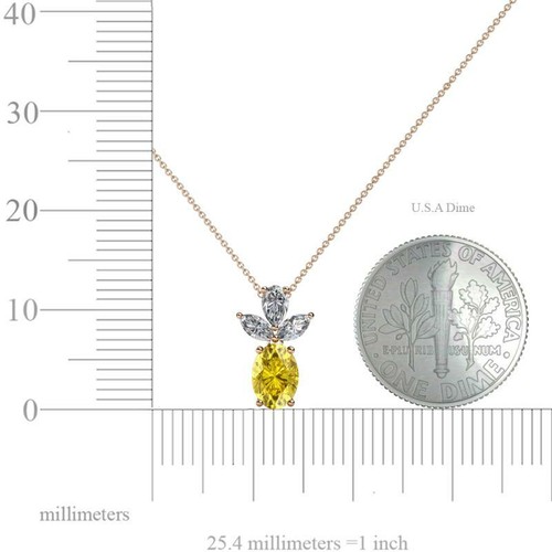 Yellow Sapphire Diamond 1 1/4 ctw Womens Pendant 14K Gold 18"Chain JP:109128 - 第 13/13 張圖片