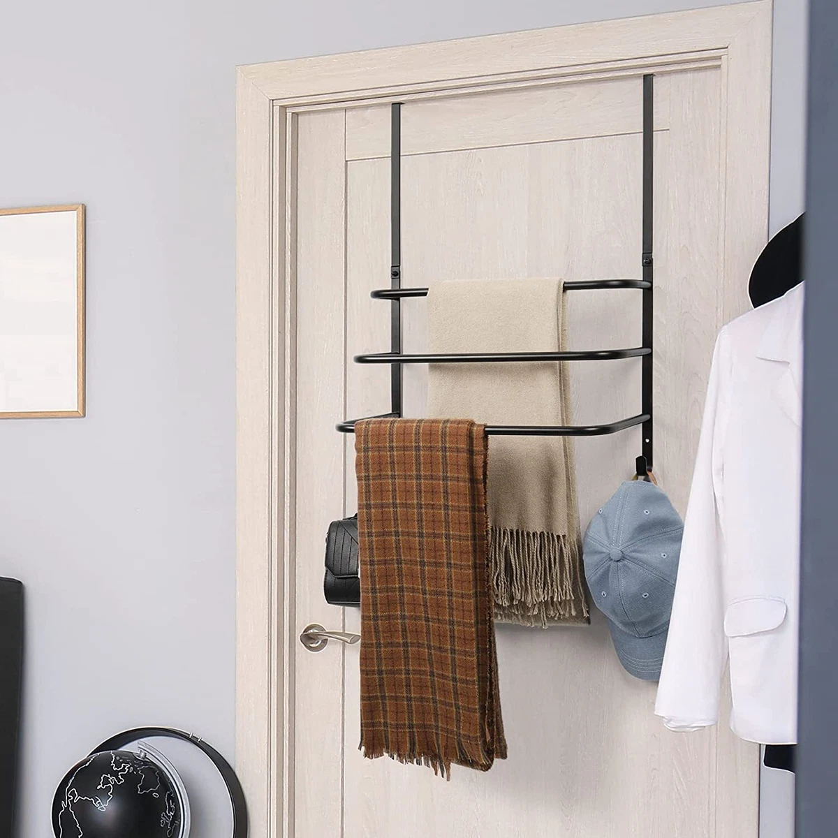 Over The Door Towel Rack Door Rack Hanger Organizer Bathroom Door Rack for  Towels Over The Door Hooks with Shelves Behind Door Towel Holder for