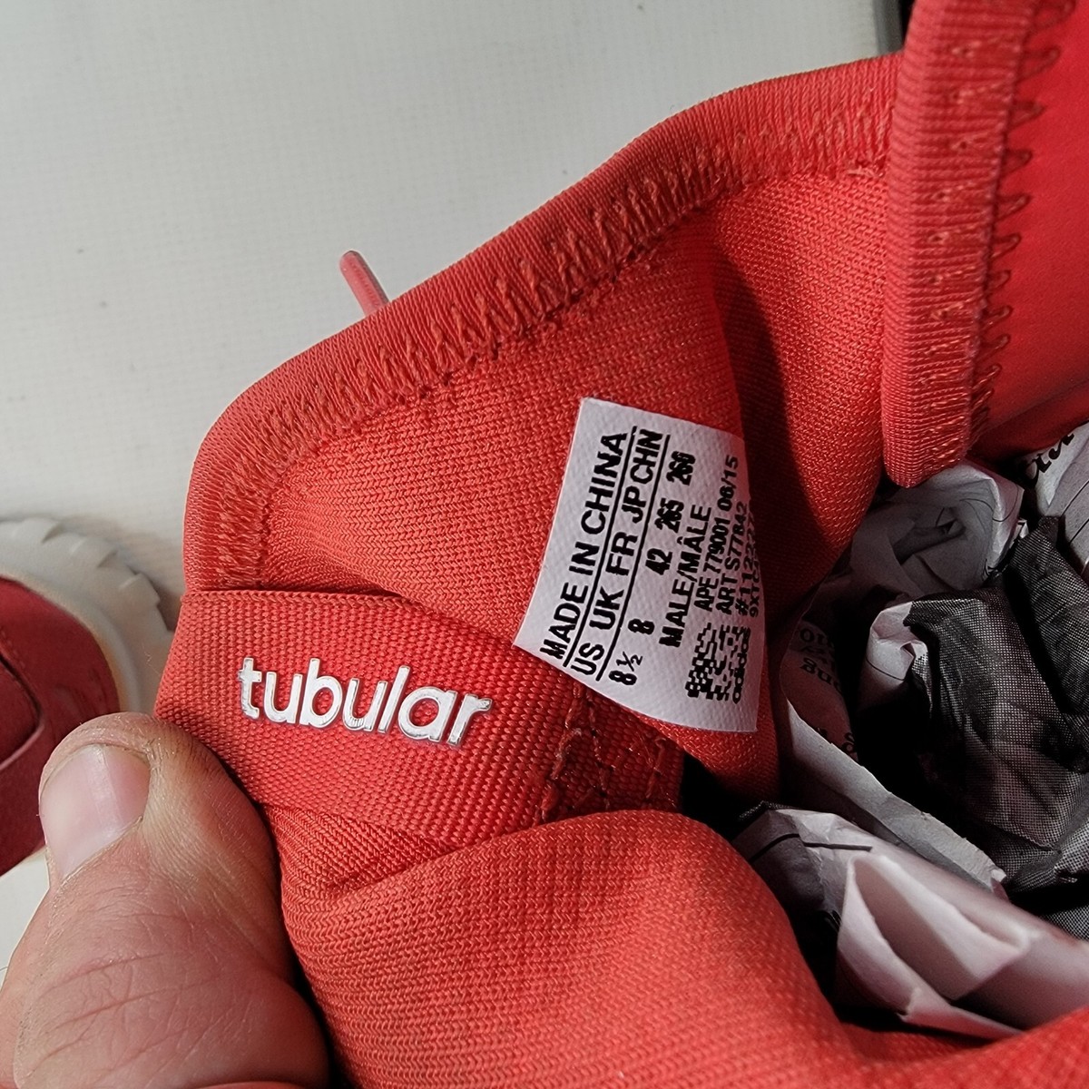 Adidas Originals TUBULAR X Collegiate Red White S77842 Shoes size 8 1/2 EUC ADIDAS Mens Tubular X Collegiate Red Basketball Shoes Sz 8.5  main image 2