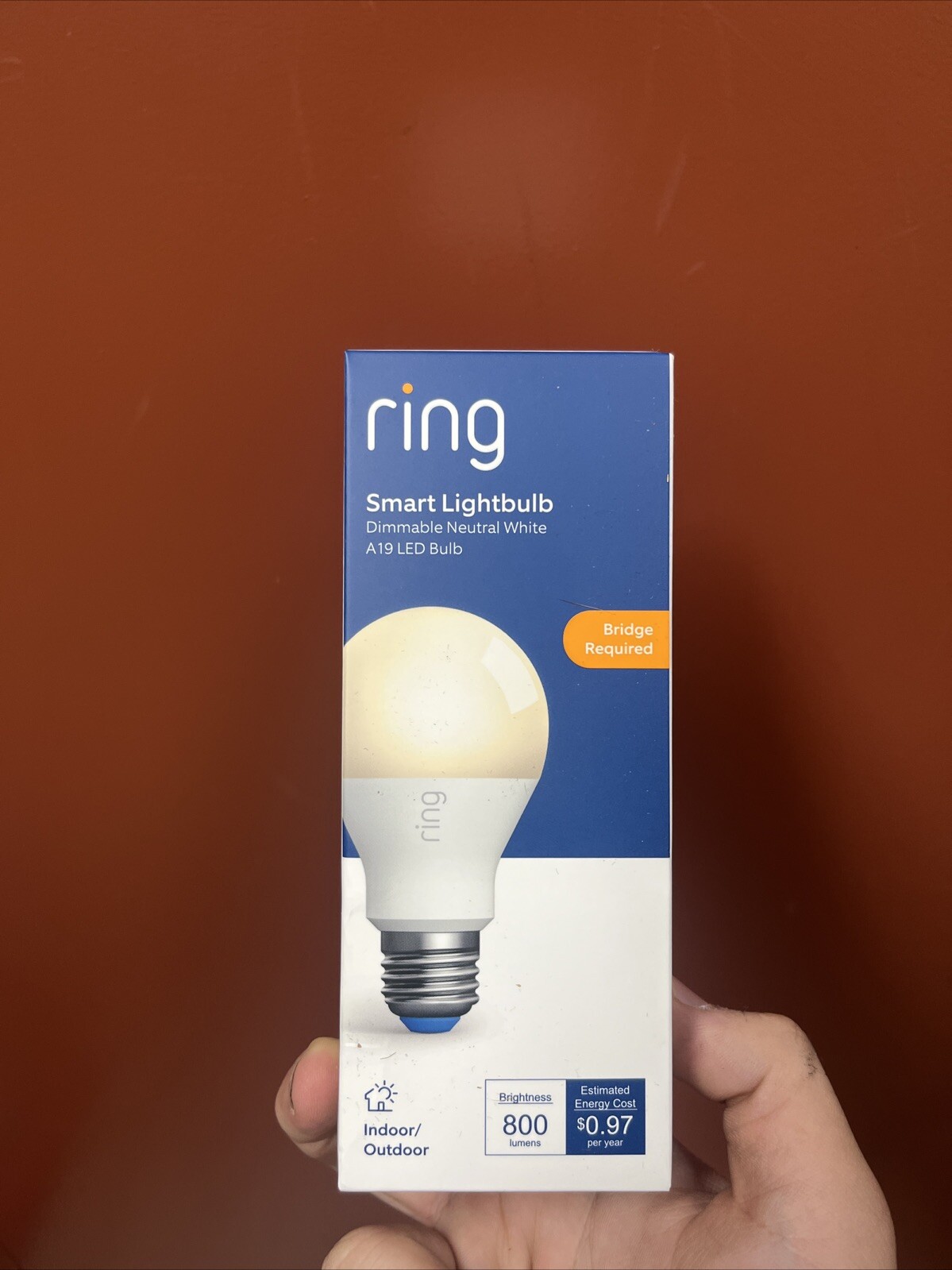 Ring A19 Smart LED Bulb Dimmable 800 Lumens Neutral White 5AT1S3 New in Box-image