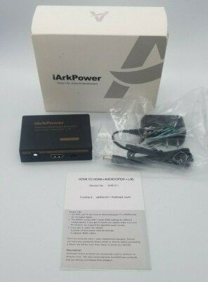 Iarkpower HDMI Audio Extractor Splitter HDMI to HDMI+Optical+RCA L/R Stereo Audi
