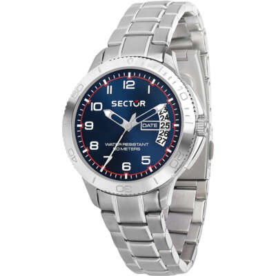Sector 270 Men's And Women's Watch Solo Time With Date In Steel Blue Dial 37Mm