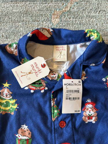 NWT Nordstrom Munki Munki Kids Christmas Pajamas Guinea Pig, Hamster , Lizard 8 - Picture 5 of 6