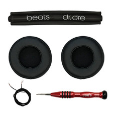 Beats Par Dre Pro Detox Serre-Tête Cuir Fil Coussin Oreille Tampons Kit - (Noir)