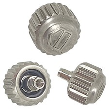 Original Tag Heuer crown, head diameter 5.0 mm x 6.14 mm, open, silver