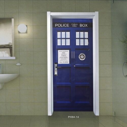 Blue Wall Decal Doctor Who TARDIS Door Graphic Unique Fathead-Style Sticker - Afbeelding 1 van 7