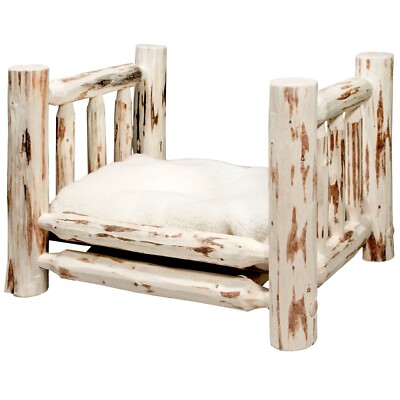 Rustic Dog Bed for Smaller Dogs  RAISED LOG Amish Made Lodge Cabin Pet Furniture