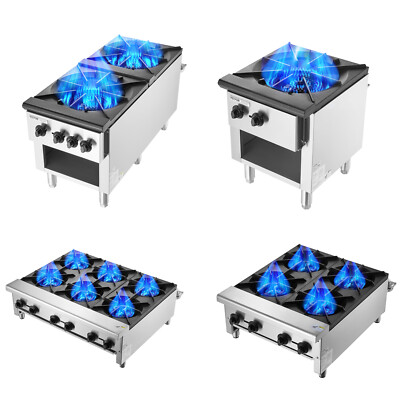 Commercial Gas Range Stove Countertop Cooking Hot Plate Kitchen Propane
