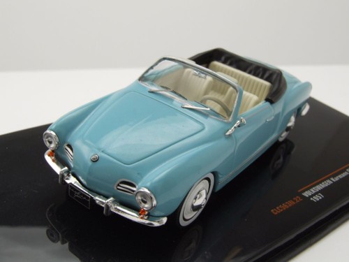 Modellino auto VW Karmann Ghia Cabrio 1955 blu chiaro 1:43 ixo models - Foto 7 di 9