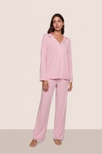 Eberjey Gisele Long PJ Set Tencel Long Pants Long Sleeve Pink Sz M NWT 158