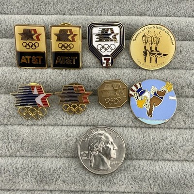 Lot of 8 Los Angeles 1984 Olympics Pins Pinbacks AT&T 7-Eleven 7-11 #62280