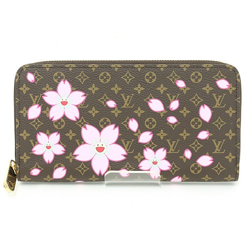 Louis Vuitton Monogram Zippy Wallet Cherry Blossom Sakura Brown Used