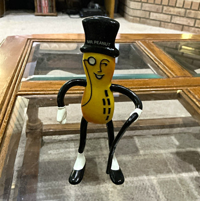 Planters Nuts Mr. Peanut Movable Figurine Top Hat Cane Yellow/Black/White