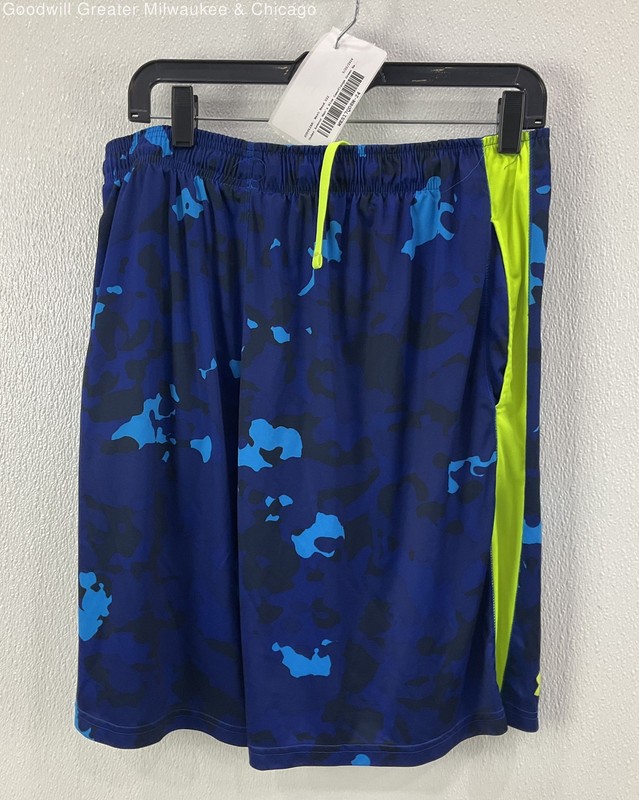 Under Armour Men's Blue Camoflauge Green Basketball Short Size L