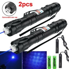 2x Blue-violet Laser Torch Dot Penlight Strong Beam Light + Battery + Charger US