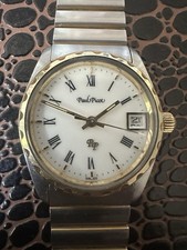 Vintage Paul Picot Quartz Swiss Watch Two Tone Roman Dial Date