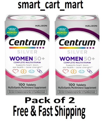 Centrum Silver Womens 50 Plus Multivitamin With Vitamin B,C,D3 &E 100Ct (2 Pack)