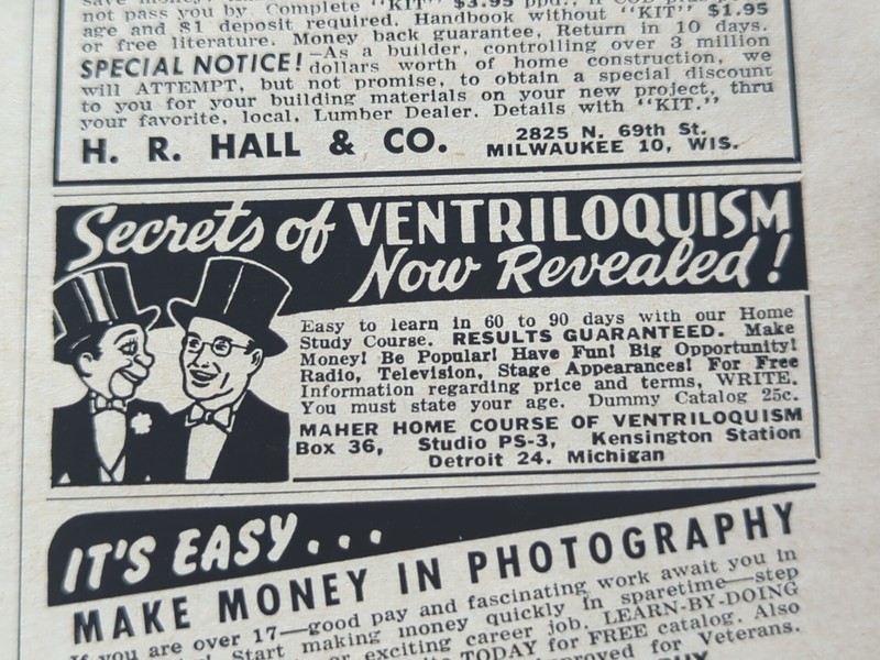 1957 MAGAZINE PAGE #029- SECRETS OF VENTRILOQUISM NOW REVEALED!
