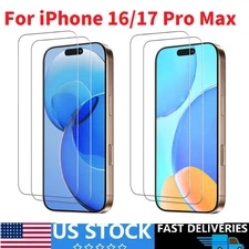 2PCS For iPhone 16/17 Pro Max Tempered Glass Screen Protector Anti Scratch Cover