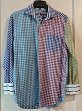 Robert Graham Original Colorblock Flip Cuff Dress Shirt SZ Medium