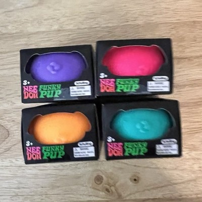 4 qty Nee Doh Furry Pup Squeeze Ball Stress Reliever Squishy, Multicolor, 3 in