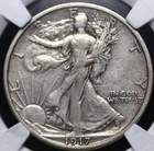 1917 S REVERSE WALKING LIBERTY HALF NGC XF 40 ABUNDANT GLOSSY LUSTER REMAINS
