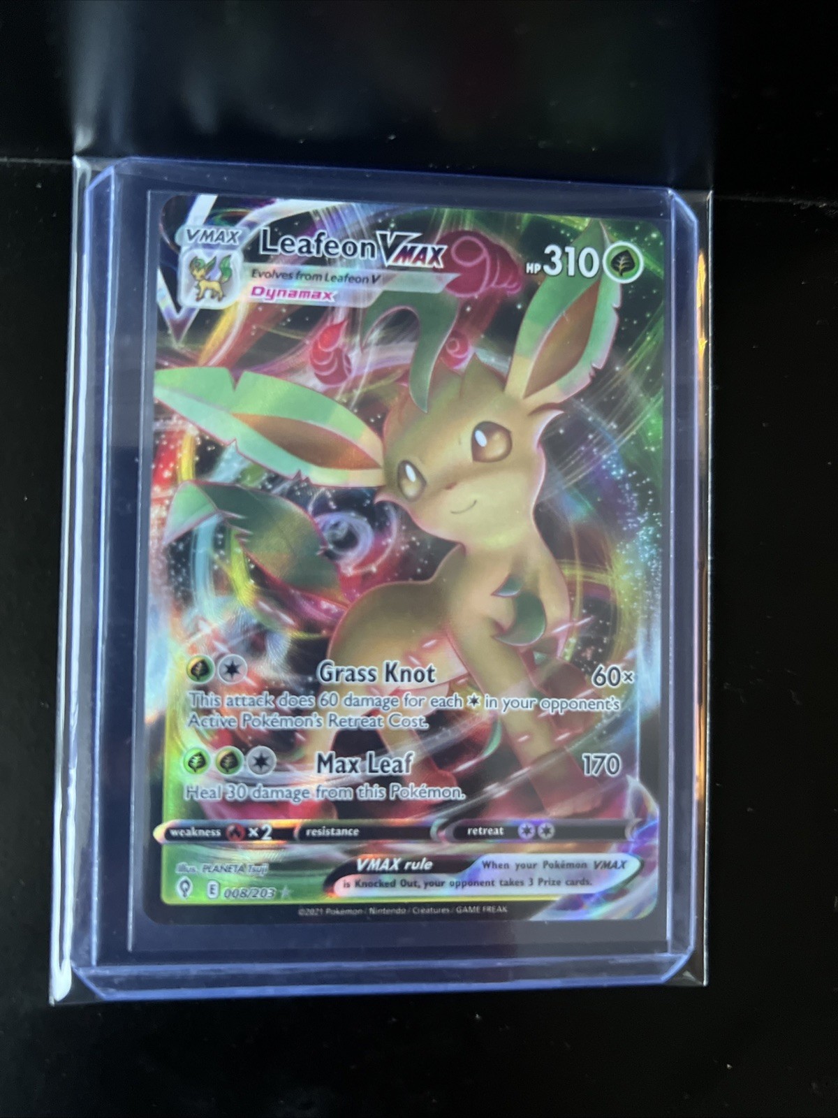 Leafeon VMAX 008/203 2021 Pokémon Evolving Skies Full Art Holo Near Mint