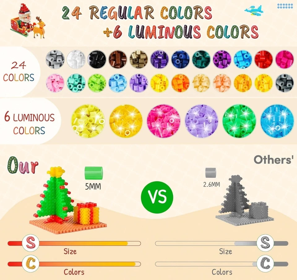 Bügelperlen Set 14900Stück Steckperlen mit Aufbewahrungsbox Bügelperlen Platten - Bild 2 von 4