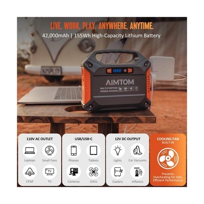 AIMTOM ポータブル電源 (155Wh) 4,2000Ah AIMTOM 155Wh Portable Power Station, 42000mAh Lithium Backup