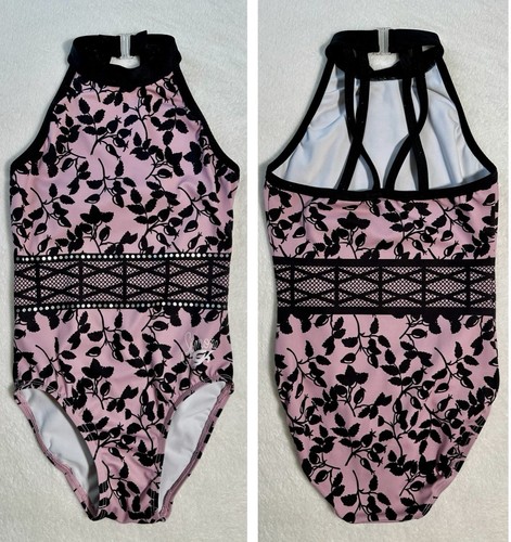Simone Biles GK Elite LEOTARD Gymnastics FLORAL BLING Strappy BACK Pink SIZE: CL