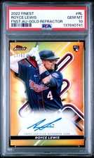 2022 TOPPS FINEST BASEBALL AUTO GOLD REFRACTOR #RL ROYCE LEWIS /50 PSA 10 AUTO