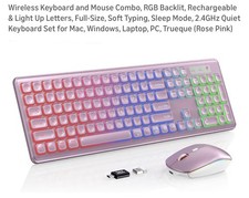 Wireless Keyboard and Mouse Combo - RGB Backlit, Rechargeable  Light up Letters